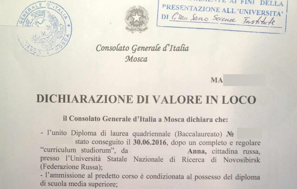 Dichiarazione di valore in loco